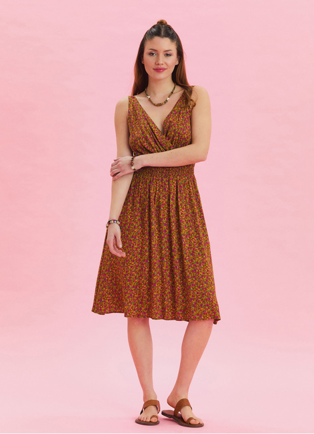 V Neck Robe Olive Authentic Dress 4516